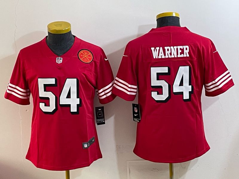 Youth 2025 San Francisco 49ers #54 Warner Red Nike Limited NFL Jersey style 005